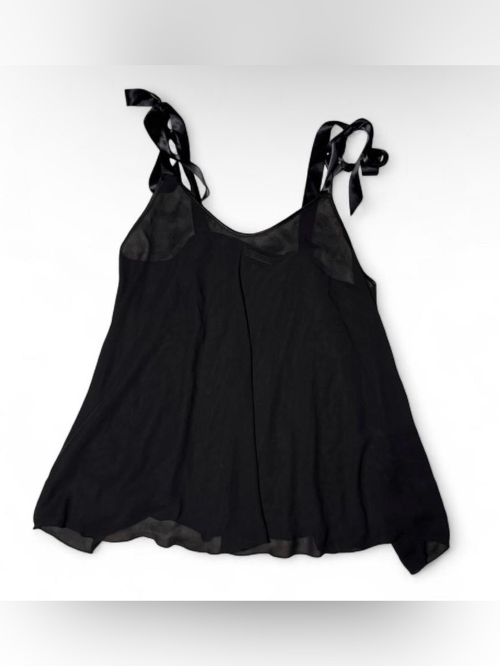 Festival coquette Victoria's Secret flowy black sheer cami top with ribbon bow🪩